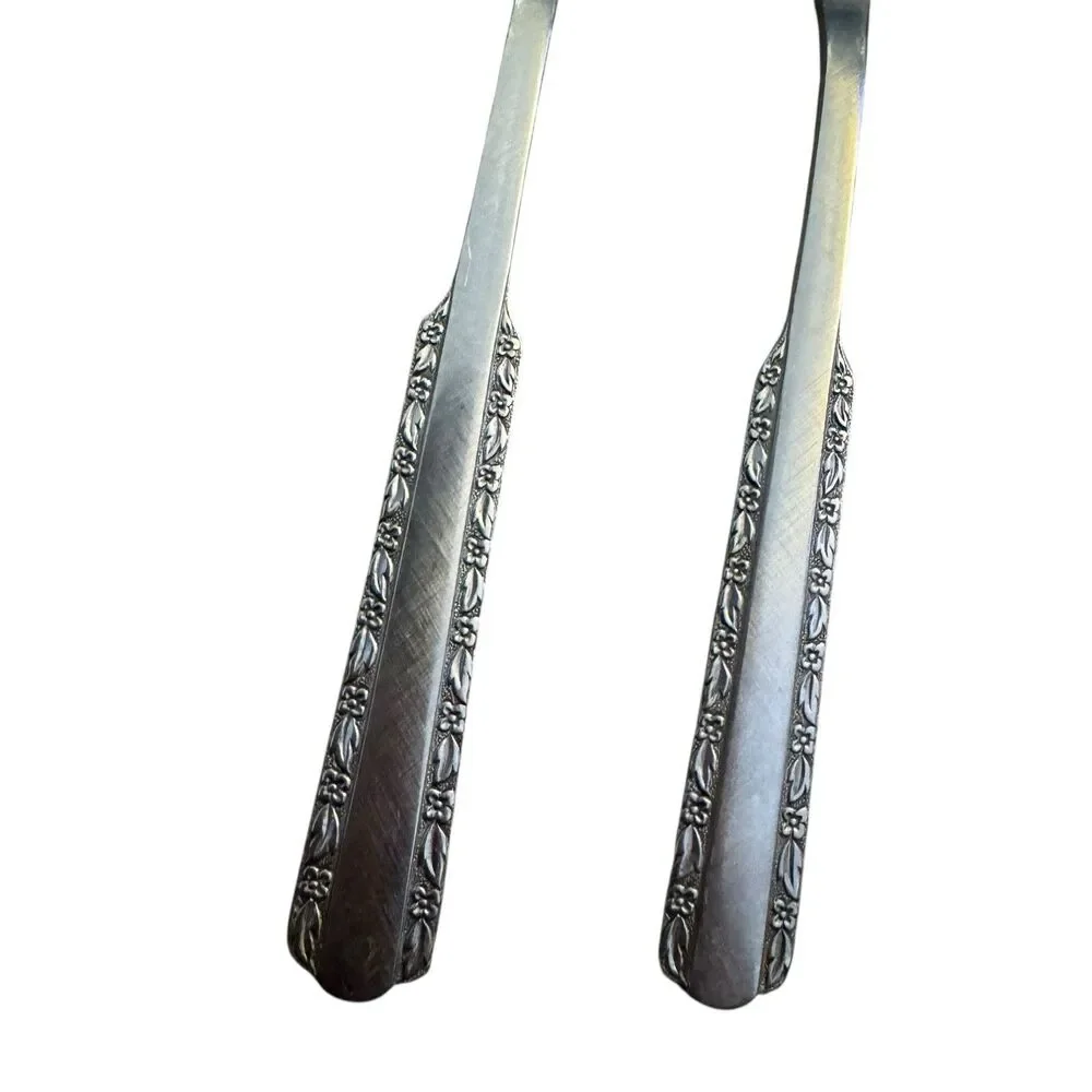 Rogers Co FLORAL Stainless Flatware Pair‎ of 2 Spoons